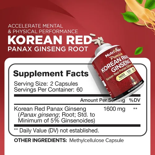 Vista 3 de Nutrivein Paquete de suplementos de berberina y suplementos de berberina coreano de panax de alta absorción: complejo de berberina de alta absorción