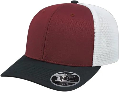 Vista 113 de Cap America i8502 Flexfit 110 Premium - Gorra de camionero de perfil medio con 6 paneles de malla trasera con protección UV y cierre ajustable