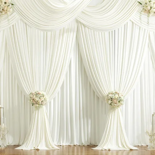 Vista 11 de Paneles de cortinas de fondo negras de 10 pies x 10 pies para fiestas, fiestas de cumpleaños, sin arrugas, cortinas de telón de fondo de tela