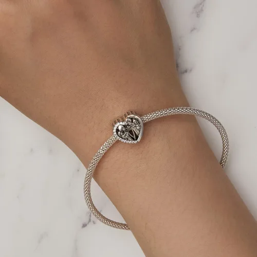 Vista 3 de NINGAN Dijes con dije de trébol de corazón con texto en inglés "I Love My Family" para mujer, regalo para mamá, familia, hermana, amigas