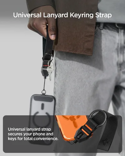 Vista 2 de Spigen Correa de muñeca universal con lengüeta de sujeción para iPhone, galaxia, píxel, cámaras, llaveros y cordón duradero, fácil de quitar