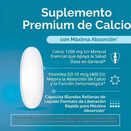 Vista 3 de 21st Century Calcium Plus D3 - Gel blando relleno de líquido, 1200 mg, 90