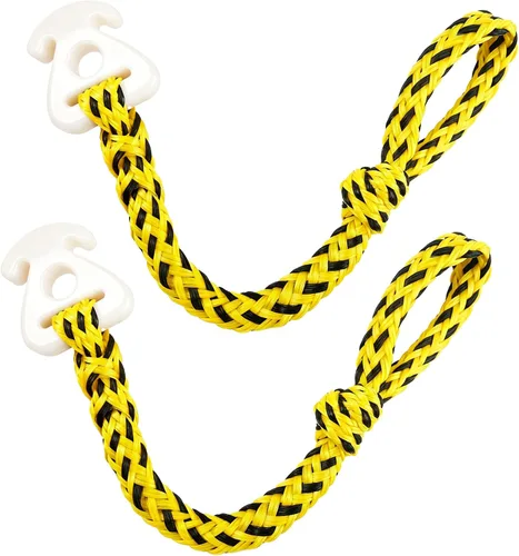 Vista 7 de Paquete de 2 conectores rápidos de cuerda remolcable para tubos (amarillo/rojo) Boat Tow Harness for Tubing, Self Centering Tow Harness for Boat