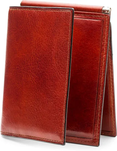 Vista 6 de Bosca Clip de cuero para hombre con bolsillo, Ámbar, Colección Old Leather - Clip para dinero con bolsillo