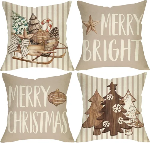 Vista 8 de Juego de 4 fundas de almohada decorativas de esqueleto gótico de Navidad de 18 x 18 pulgadas, diseño de calavera de Navidad, decoración del hogar al