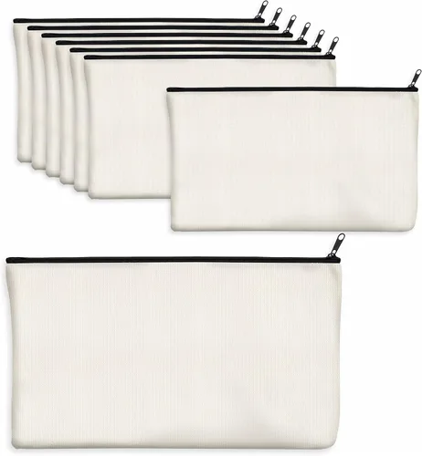 Vista 9 de Paquete de 8 bolsas de lona coloridas con cremallera, bolsas para manualidades DIY, bolsas de lona de viaje para maquillaje, cosméticos, artículos