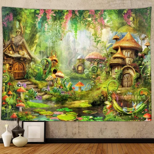 Vista 11 de Sanzugh - Tapiz de pared de playa del océano, arte de ventana falsa de naturaleza del mar de Hawái, tapices para colgar en dormitorio, dormitorio