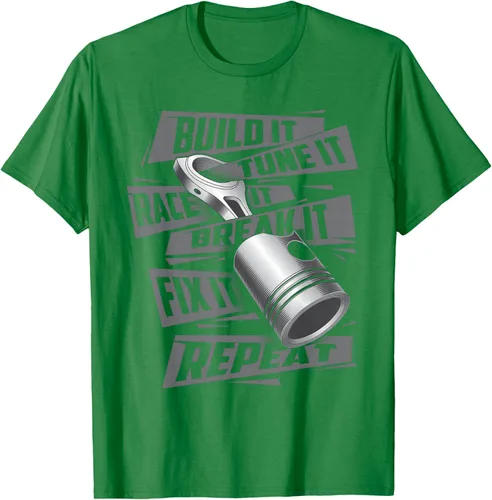 Vista 4 de Build It Tune It Race It Break It - Camiseta para entusiastas de los coches de carreras, talla S Negro
