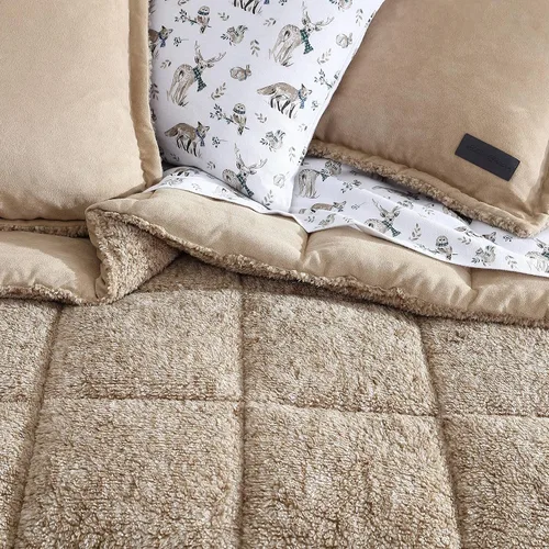 Vista 5 de Eddie Bauer - Juego de edredón individual, ropa de cama de microgamuza con reverso de suave felpa de borrego sintético, juego de cama de 2 piezas