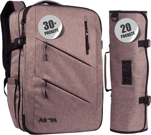 Vista 10 de Asaya - Mochila para cuchillos de chef con bolsa enrollable para 20 cuchillos de bolsillo - Más de 30 bolsillos para cuchillos - Los cuchillos