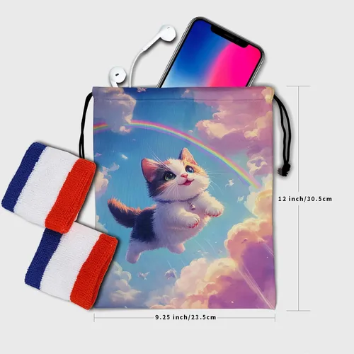 Vista 244 de Bolsa de agarre de gimnasia de piel de animal, bolsa de gimnasia con cordón ajustable, bolsa de cuerda para fauna silvestre, Mariposas Galaxy