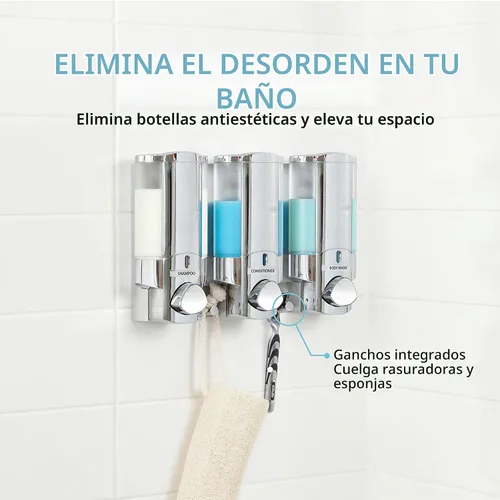 Vista 5 de Better Living Products 76345-1 Aviva, set de tres despachadores cromados.