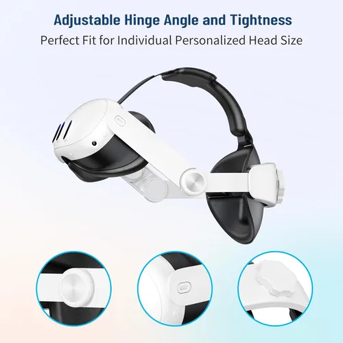 Vista 3 de OUXIO Comfort Head Strap for Meta Quest 3, Adjustable Elite Head Strap Replacement for Oculus Quest 3, Pressure Free VR Headset Headstrap Accessories