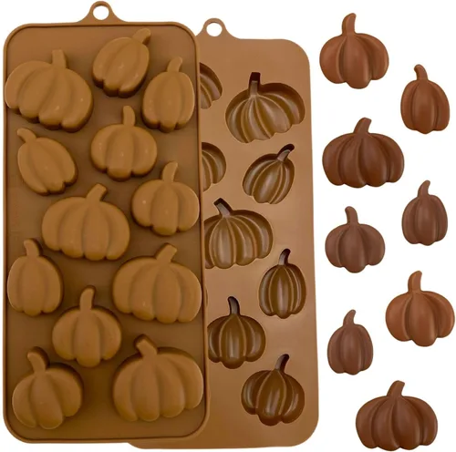 Vista 6 de 1 molde de silicona para chocolate con forma de hojas de arce, bellotas y calabazas en 3D para otoño, día de Acción de Gracias, tema de cosecha