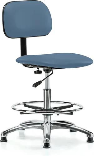 Vista 89 de Perch - Silla de laboratorio cromada con respaldo ajustable, altura del escritorio de 17 a 22 pulgadas, tela negra