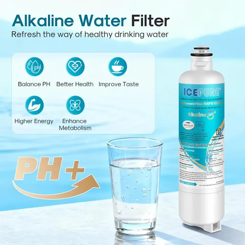 Vista 4 de ICEPURE Alkaline BORPLFTR50 - Filtro de agua para refrigerador de reemplazo para Bosch Ultra Clarity Pro 11032531, 12033030, BORPLFTR55, 12028325