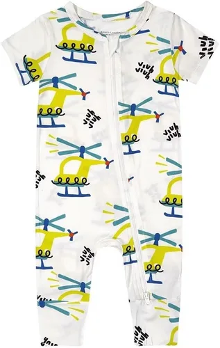 Vista 9 de Teach Leanbh Pijama de viscosa de bambú unisex para niños pequeños Azul Blanco/Cocodrilo