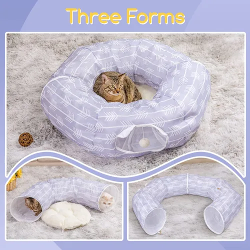 Vista 2 de Nobleza Cama de túnel para gatos, plegable y lavable, juguete de tienda de campaña para descansar en interiores, tubo ligero para ventilar el gatito