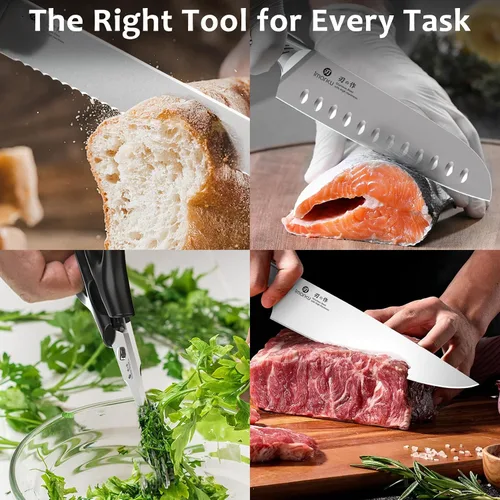 Vista 7 de imarku Juego de cuchillos de cocina de alta calidad, juego de cuchillos de chef japoneses afilados para cocina con afilador integrado, apto