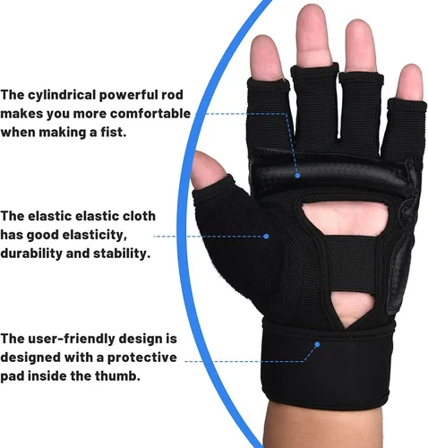 Vista 3 de Guantes de boxeo de kickboxing, guantes de boxeo para hombres, mujeres, niños, medio dedo, saco de boxeo, guantes de lucha para hombres y mujeres