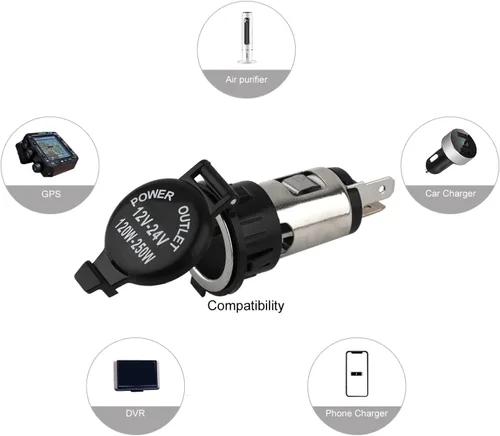Vista 11 de Enchufe para encendedor de cigarrillos, encendedor de cigarrillos de automóvil de 12 V CC, toma de corriente hembra de 12 voltios de repuesto