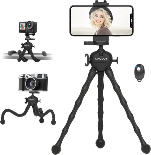 Vista 12 de Trípode para selfie stick de 66 pulgadas para GoPro y teléfono, trípode extensible para cámara de acción con cabeza de bola de 360°, control remoto
