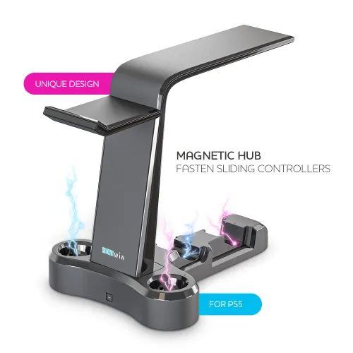 Vista 6 de Skywin VR Charging Stand - PSVR Charging Stand to Showcase, Display, and Charge your PS5 VR (PS5 Controller) (PS5)