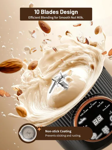 Vista 3 de Máquina para hacer leche de frutos secos, 35 oz casera de soja, almendra, avena, coco, bebidas a base de plantas y sin lácteos, máquina automática