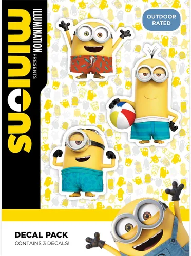 Vista 10 de Calcomanías de Minions de Despicable Me - Juego de 3 calcomanías Stuart para botella de agua de coche, bicicleta, casco, laptop, monopatín