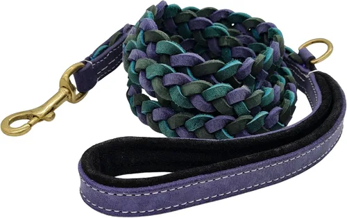 Vista 8 de Blazing Paws Vibrania Correa corta de piel envejecida súper suave y gruesa de 4 pies de ancho con anillo lateral, trenzado completo, para perros