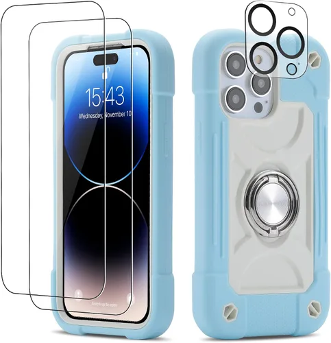 Vista 74 de Funda para iPhone Se3/iPhone Se2, iPhone 6/6S, iPhone 7/iPhone 8 de 4.7 pulgadas con soporte de anillo, con 2 protectores de pantalla resistentes