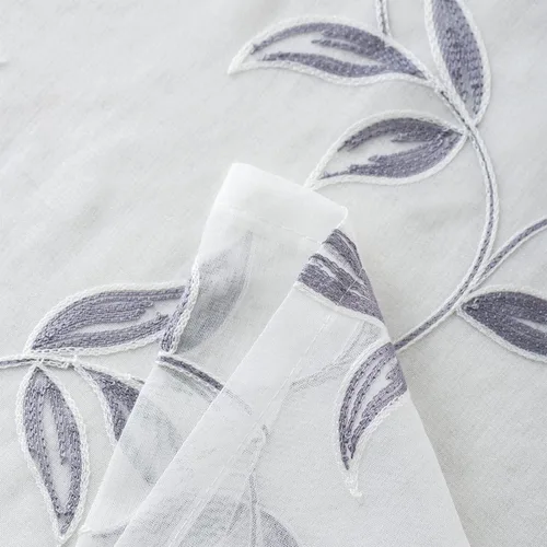Vista 6 de TERLYTEX Cortinas con patrón de hojas de 84 pulgadas de largo, cortinas bordadas transparentes con hojas para sala de estar, paneles de cortina