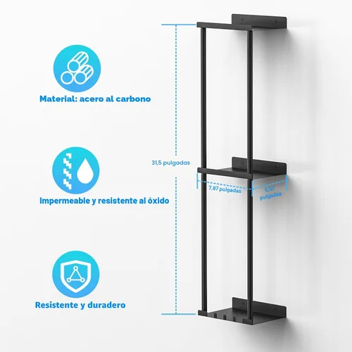 Vista 2 de Liuoud Toallero para Baño, Organizador Portador de Almacenamiento de Toallas Enrolladas Vertical Montado en la Pared con Estante, Sostiene Hasta 6