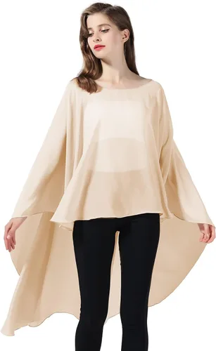 Vista 2 de BEAUTELICATE Capa de gasa para boda, capa nupcial, poncho superpuesto para mujer, talla grande