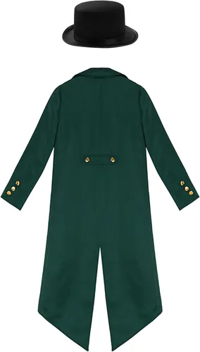 Vista 4 de Alvivi Chamarra retro victoriana renacentista para niños y niñas, pirata, vampiro, steampunk, renacentista