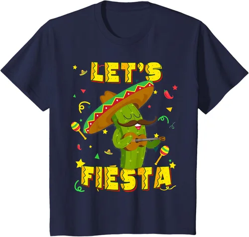 Vista 70 de Cinco De Mayo - Camiseta de regalo con sombrero de cactus Let's Fiesta, Negro, S