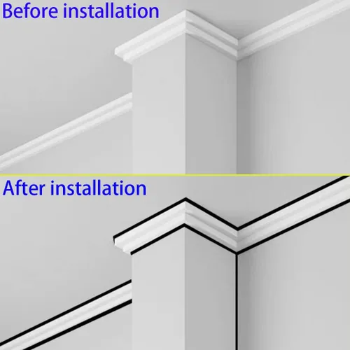 Vista 4 de Moldeado flexible de un cuarto redondo autoadhesivo, tira impermeable para calafatear para bordes de pared, bordes de techos, borde de gabinete
