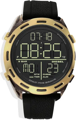 Vista 14 de Diesel Crusher Digital para hombre tamaño de caja de 1811in reloj de nailon dorado correa Oro Correa