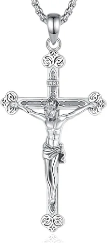 Vista 40 de Vito Collares de Santos de Plata de Ley 925 para Mujeres y Hombres, Colgante de San Miguel/Crucifijo/Caravaca/San Judas/Virgen María, Medalla