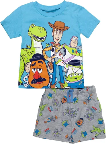 Vista 5 de Disney Pixar Cars Mickey Mouse King Toy Story Buzz Lightyear - Conjunto de camiseta gráfica y pantalones cortos de rizo francés