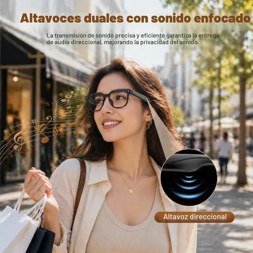 Vista 2 de Gafas inteligentes AI con cámara, video 4K, traducción en tiempo real