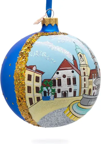 Vista 3 de Casco antiguo de Bratislava, Eslovaquia, bola de cristal, adorno de Navidad de 4 pulgadas