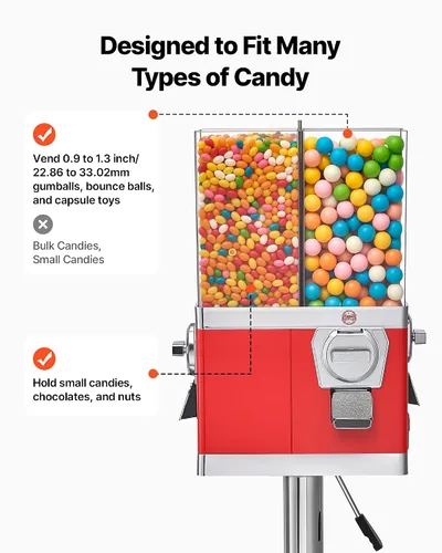 Vista 3 de VEVOR Máquina expendedora de dulces, máquina expendedora de dulces de cuatro compartimentos con soporte, máquinas expendedoras de chicles