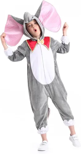 Vista 2 de Disfraz unisex de animales para niños pijamas de animales con capucha para niños disfraz de Halloween para niños y niñas