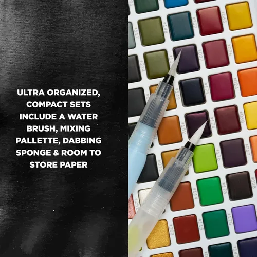 Vista 7 de SAKURA XCNW-12H XNCW-12H, Juego de acuarelas de campo de 12 colores surtidos con pincel Watercolor Sets for Painting On the Go, Includes Water
