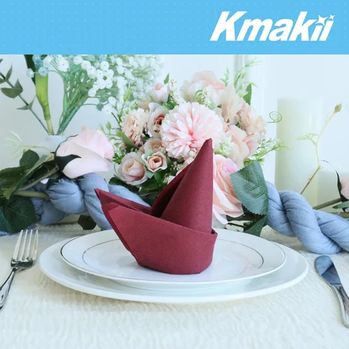 Vista 9 de KMAKII Servilletas de cena desechables color burdeos con tacto de lino, servilletas de papel de alta calidad, ideales para restaurantes, eventos