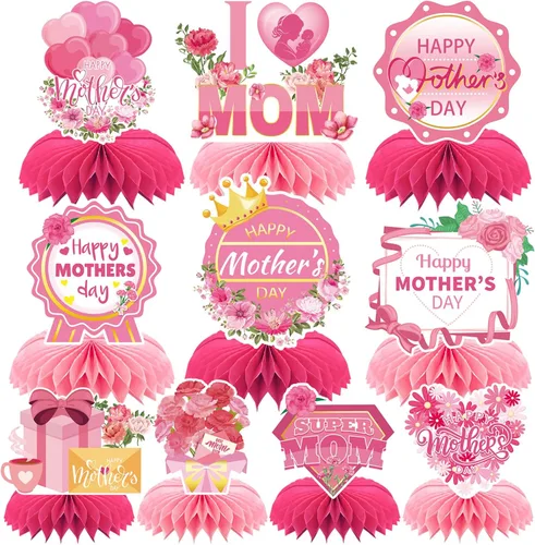 Vista 8 de 10 piezas de centros de mesa de panal de abeja de San Valentín para la mesa, decoraciones de San Valentín, centro de mesa de panal, centros de mesa