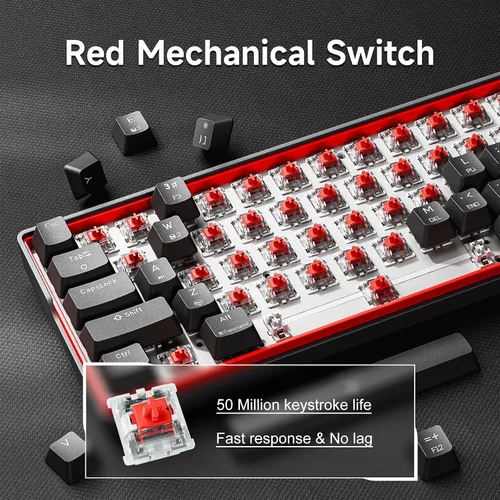 Vista 3 de KEMOVE K61SE - Teclado mecánico para juegos, 60 % con cable RGB retroiluminado N-Key Rollover compacto mini teclado de 61 teclas para PC portátil