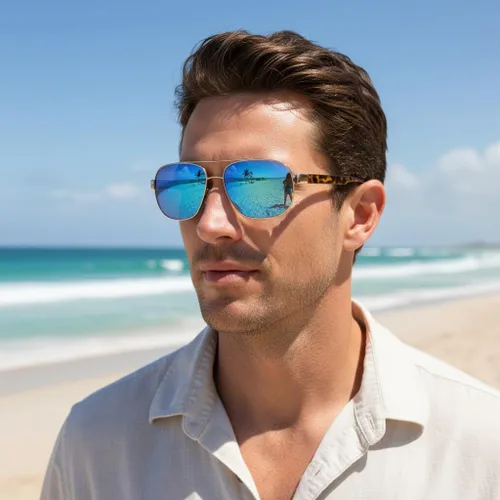 Vista 2 de CARFIA Gafas de sol clásicas para hombre de metal polarizadas protección UV CA5377