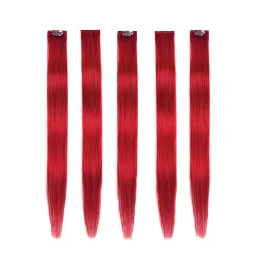 Vista 19 de Winsky Extensiones de cabello morado con clip – 100% cabello humano real de color para niñas, piezas de cabello de Halloween, 5 piezas/juego